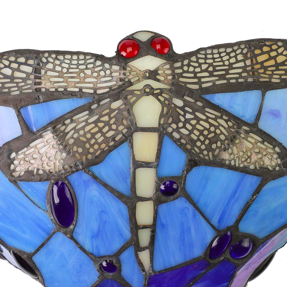 Dragonfly Pattern Tiffany Style Stained Glass Wall Sconce - 14