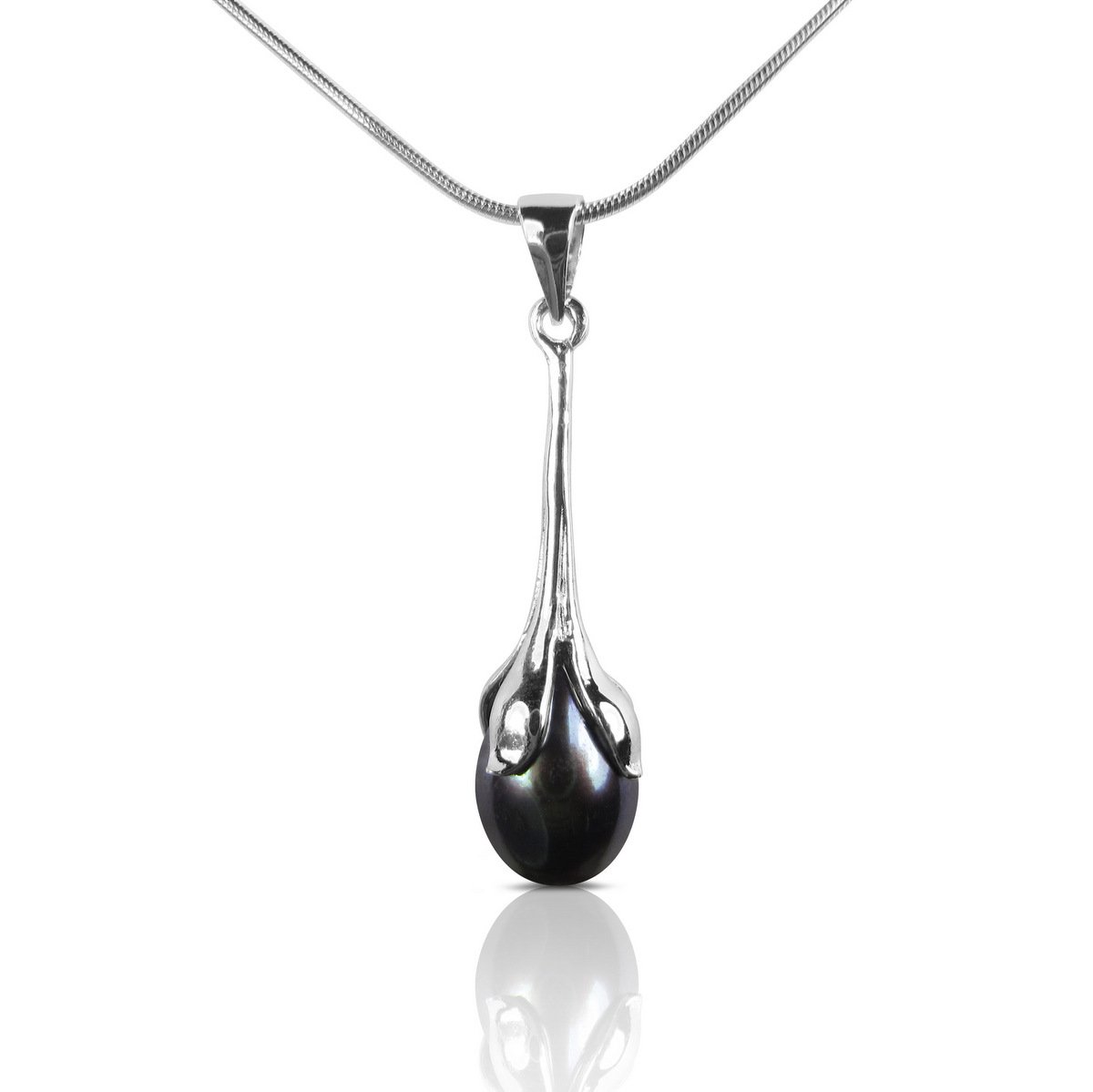 PearlsNSilver Tulip Pearl Earrings - 14K White Gold Plated Sterling Silver Hypoallergenic Jewelry for Women | Perfect for Weddings, Parties & Special Occasions