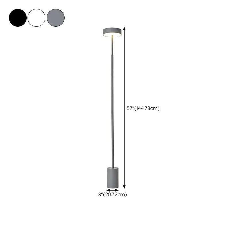 Sleek Modern Black Round Minimalist Floor Lamp - Adjustable Height for Living Room, Bedroom, or Office Lighting Decor