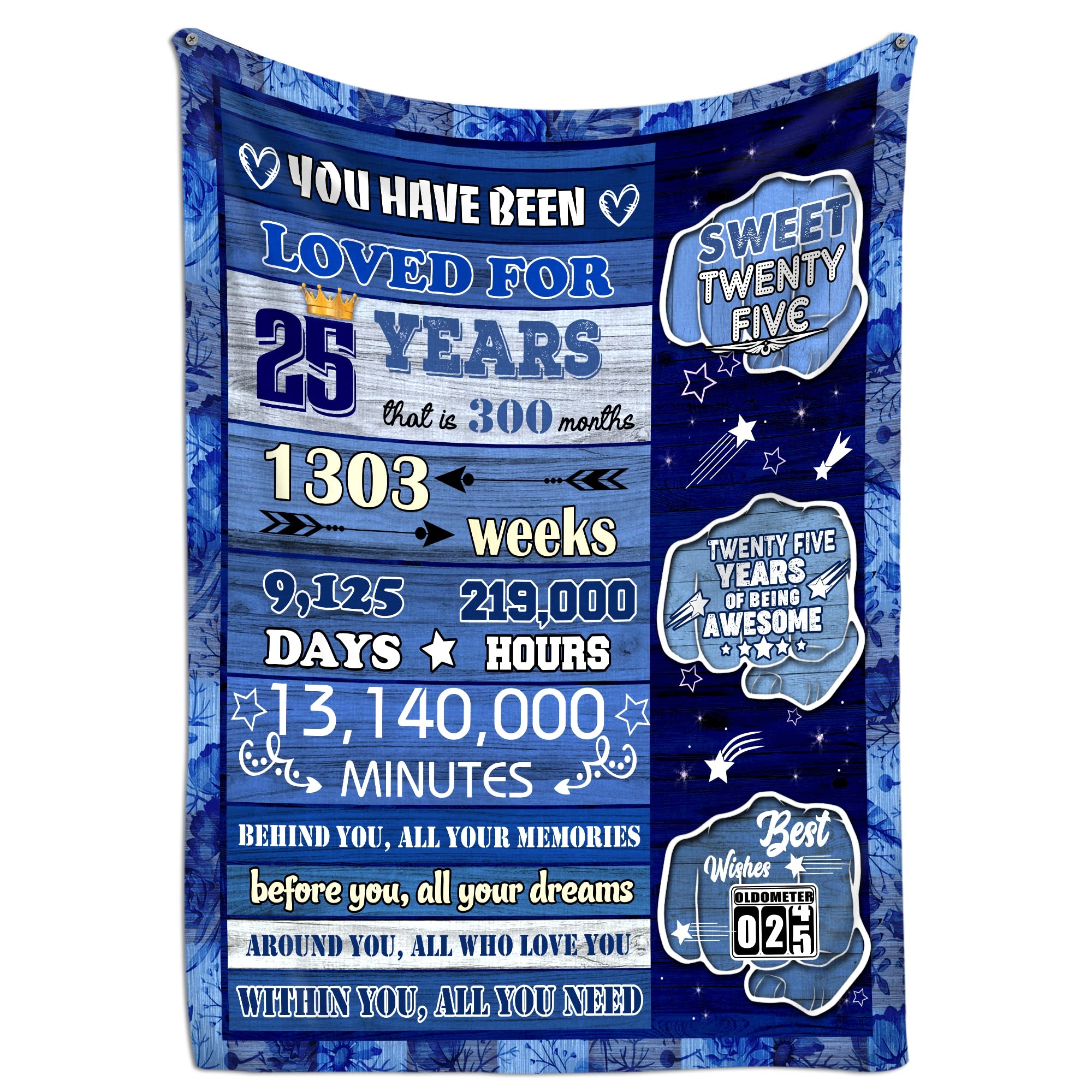 25th Birthday Gifts for Men - Soft 50x60 Fleece Blanket - Best Present for 25 Year Old Guys - Unique & Cool 25th Birthday Decor - Perfect for College Dorm, Movie Nights & Camping