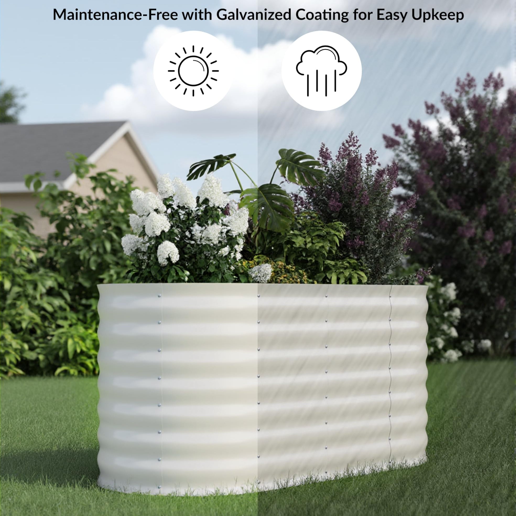 GARVEE 4'x2'x2' Galvanized Steel Raised Garden Bed - Easy Assembly Outdoor Planter Box for Vegetables, Fruits & Flowers - Durable Beige Gardening Solution for Backyard, Patio & Urban Farming