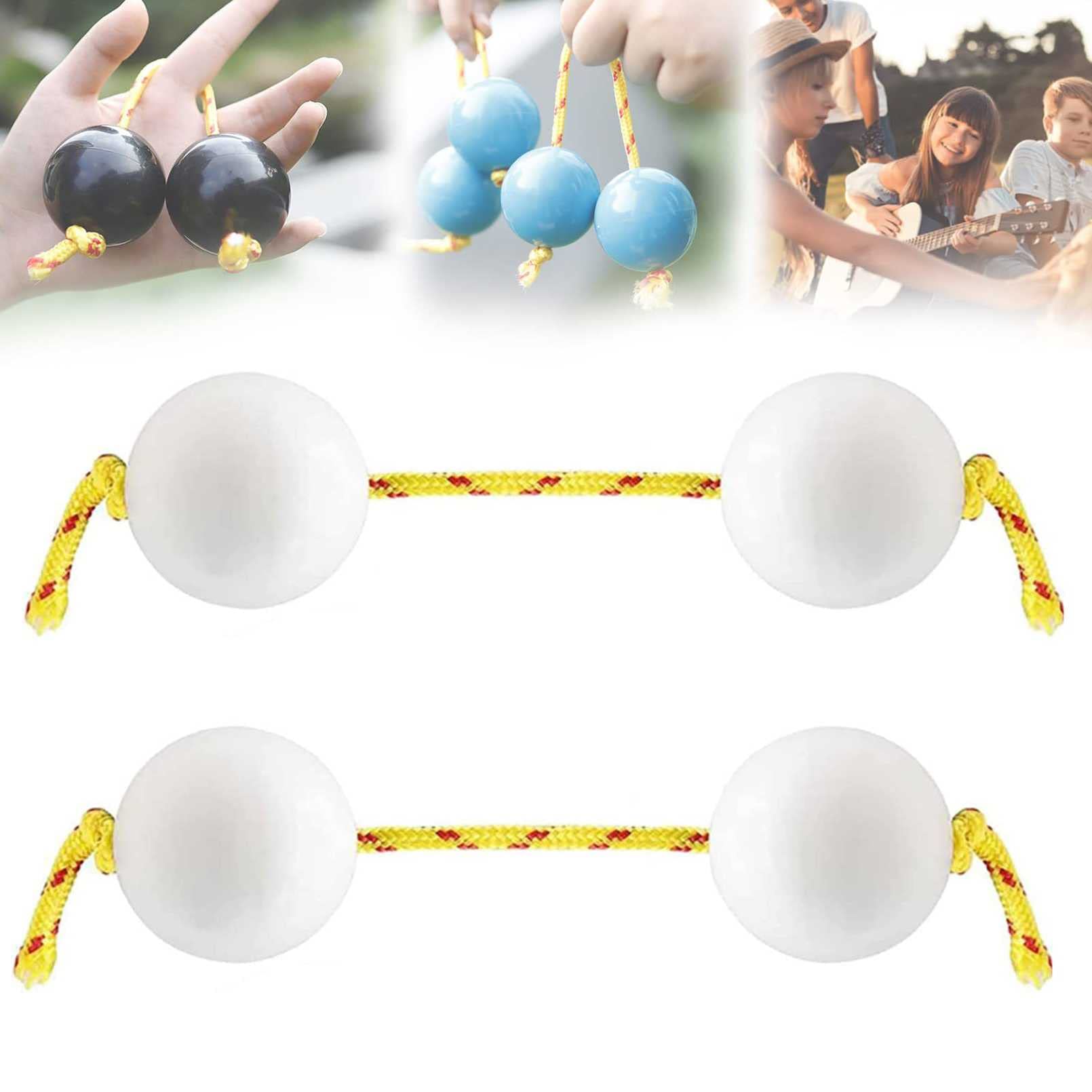 2 Pair Aslatuas Rhythmic Ball-Hand Shaker Balls - ABS Kashaka Music Egg Shaker Instrument - Double Gourd Polyrhythmic Percussion for Dance, Yoga, Meditation & Music Therapy