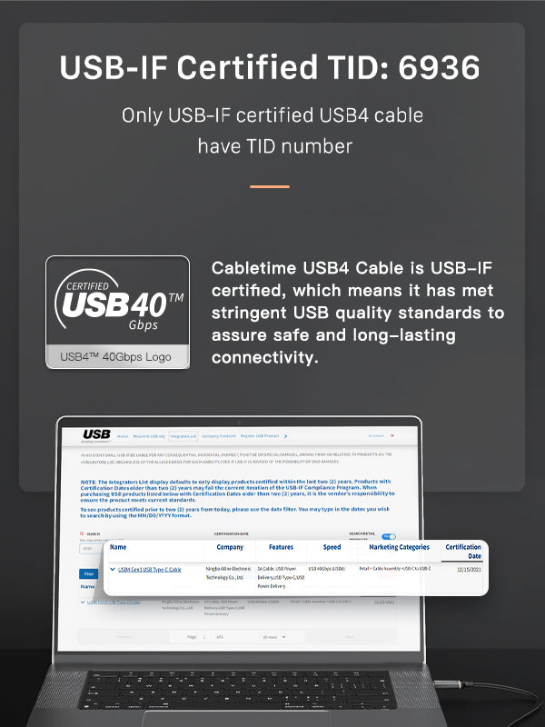 High-Speed USB4 Cable 40Gbps 8K Video Output - 2M/1M Braided Nylon for MacBook Pro, Gaming PC & 4K/8K Monitors - Fast Charging & Data Transfer