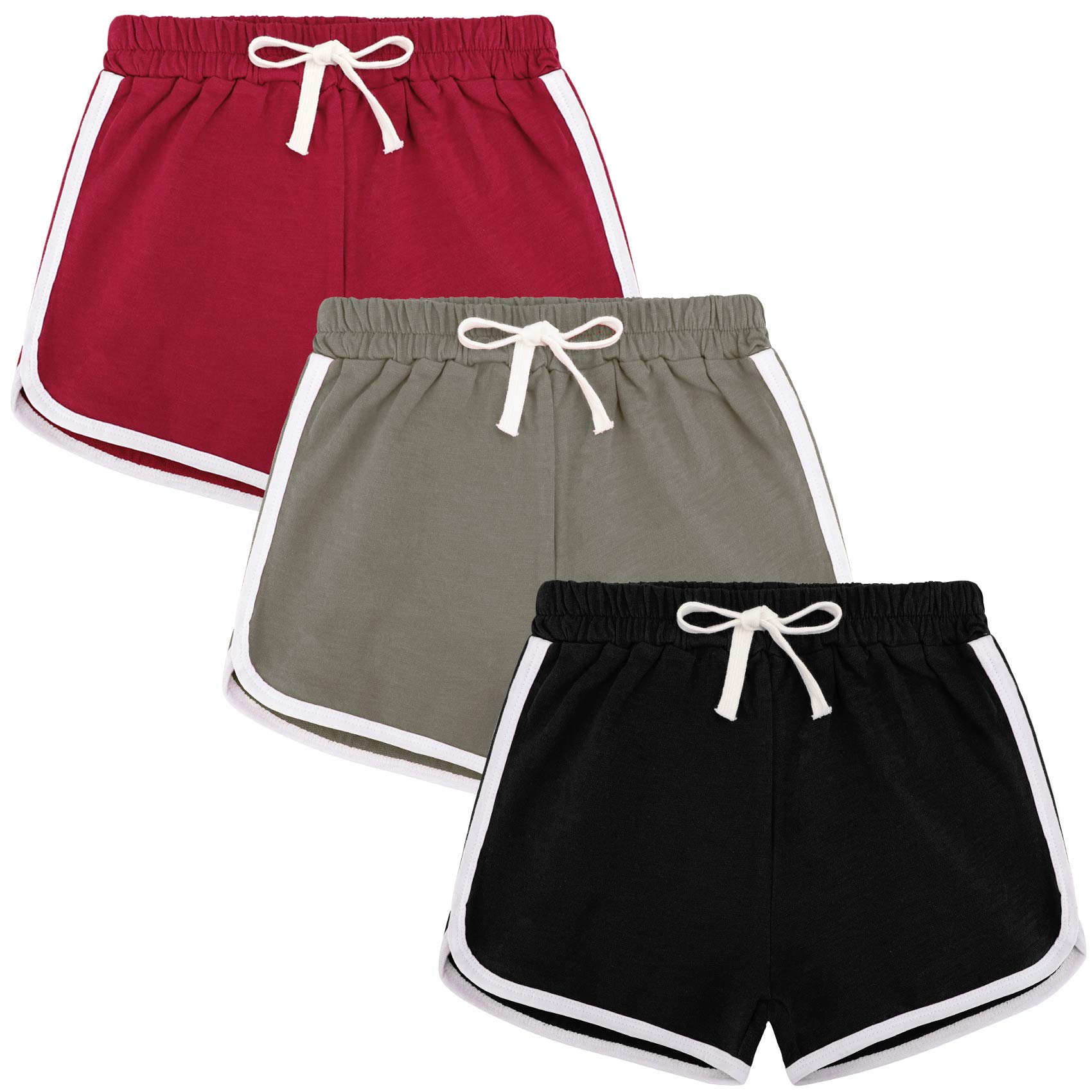 BOOPH 3-Piece Girls' Athletic Shorts - Quick-Dry Running Shorts with Dolphin Print for Kids' Sports & Play - Perfect for Gym, Track, and Outdoor Activities