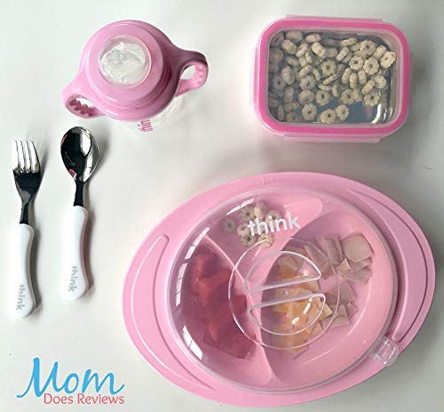 Thinkbaby ThinkSaucer Suction Plate for Babies & Toddlers - BPA-Free, Non-Slip Pink Feeding Dish - Perfect for High Chairs, Tables & Travel - Ideal for Messy Eaters & Self-Feeding Practice