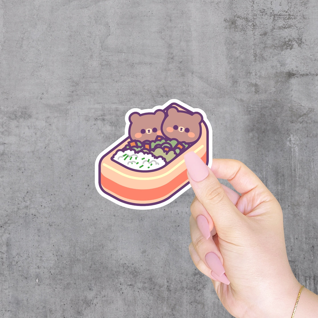 Bear Bento Box Vinyl Sticker - Cute Kawaii Animal Decal for Laptops, Water Bottles & Notebooks - Perfect for School, Office & DIY Crafts