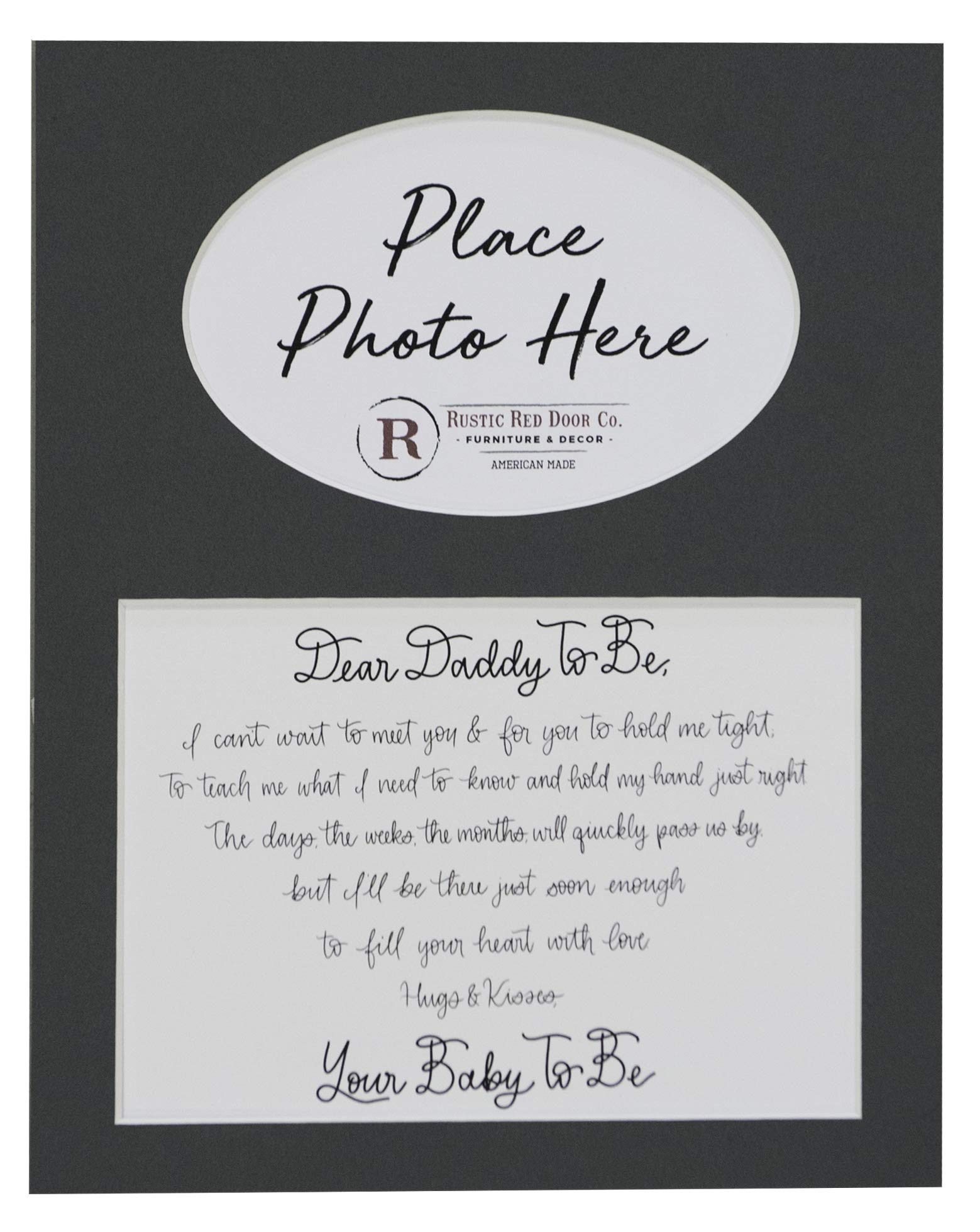 Rustic Red Door Co. 8x10 Baby Ultrasound Photo Mat - Dear Daddy To Be Sonogram Picture Frame for New Parents - Gray Newborn Announcement Keepsake - Perfect for Gender Reveal, Baby Shower Gifts & Nursery Decor