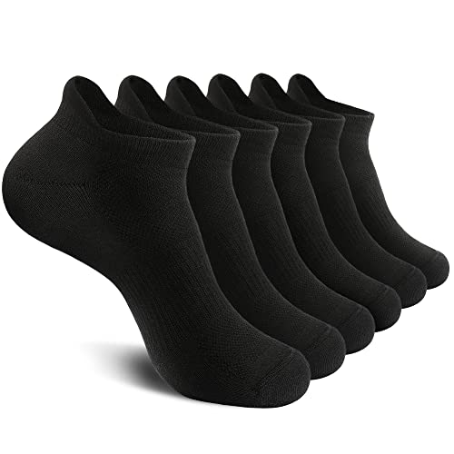 Unitop Men's & Women's Athletic Ankle Socks - 6 Pairs Low Cut Cushioned Breathable Sports Socks for Running, Gym, Workout & Everyday Wear