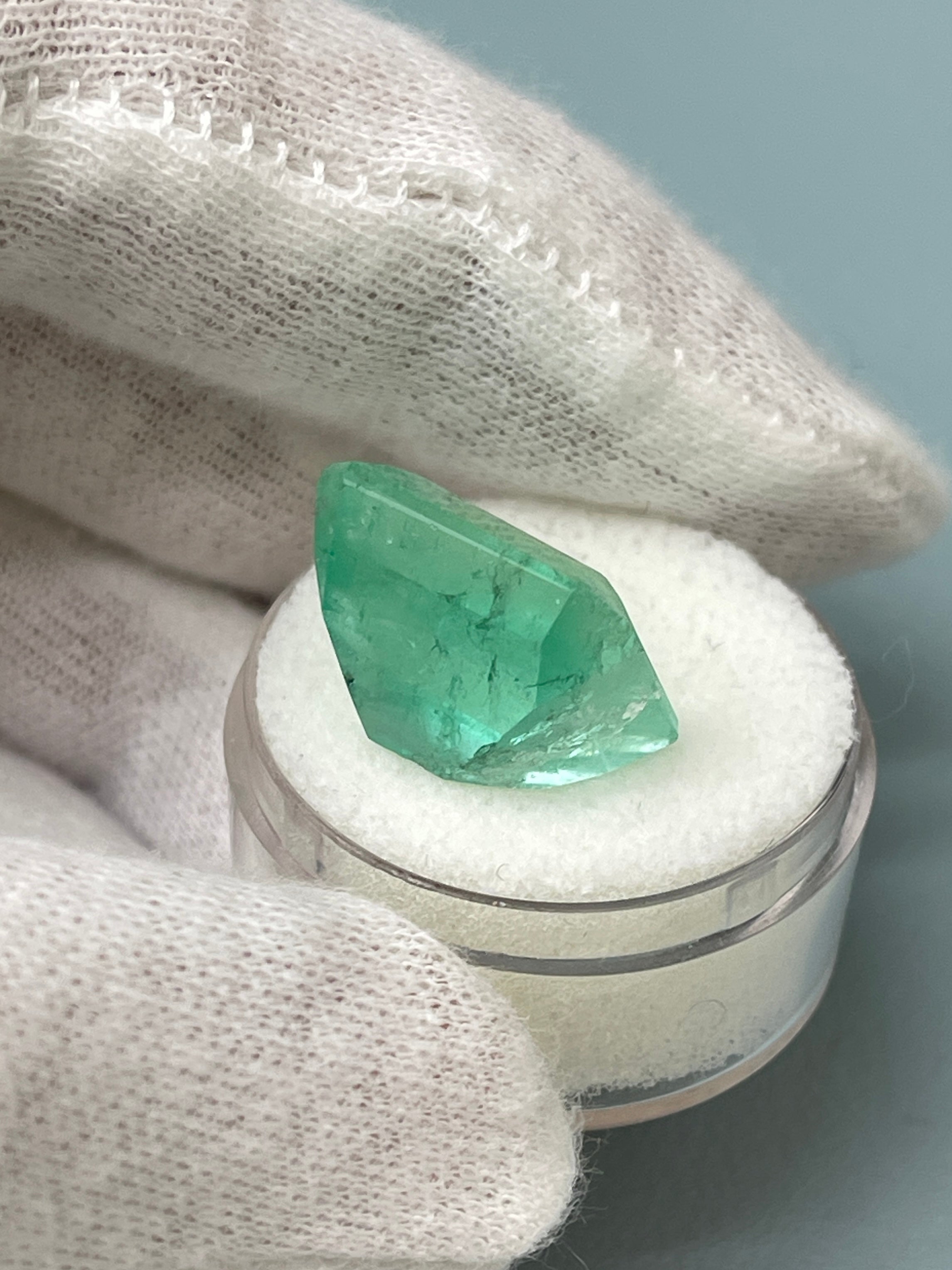 17.64 Carat Loose Colombian Emerald - 17x14.5mm Earthy Green Emerald Cut Gemstone for Jewelry Making & Engagement Rings