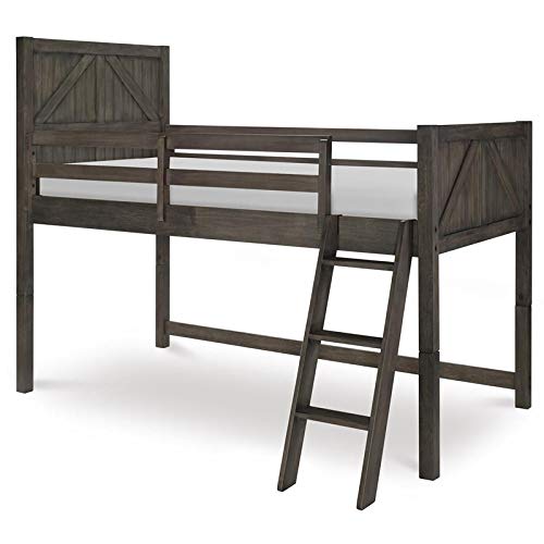 Legacy Classic Bunkhouse Mid Loft Bed - Twin Size with Aged Barnwood Finish - Space-Saving Wooden Loft Bed for Kids & Teens - Perfect for Small Bedrooms, Dorms & Guest Rooms