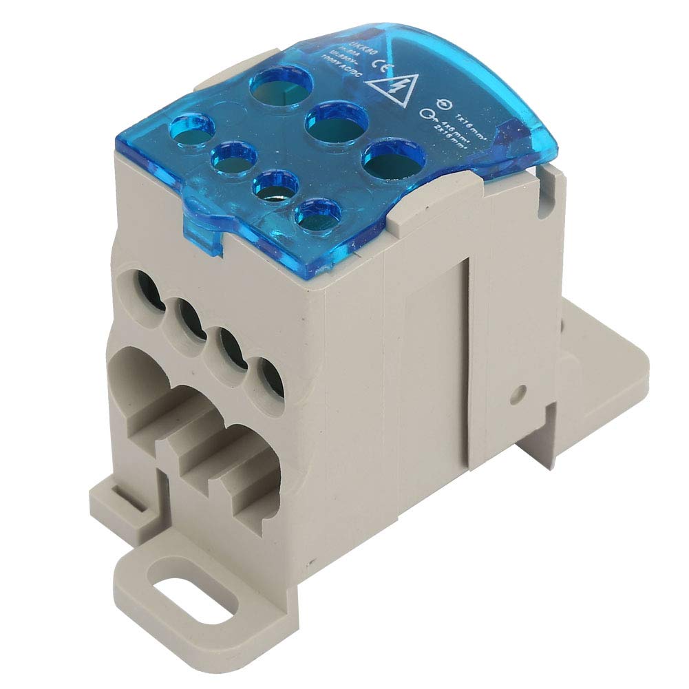 80A DIN Rail Electrical Distribution Box - Universal Power Junction Box with Wire Connector Block for Home & Industrial Wiring