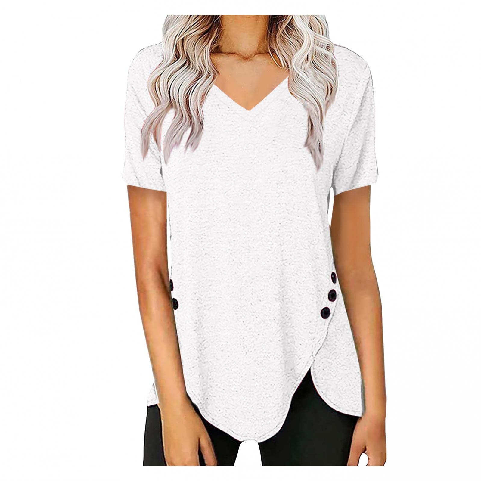 Women's Casual Zipper Tunic Tops - Trendy Loose Fit Button Trim Blouses & T-Shirts | Perfect for Work, Weekend Outfits and Layering