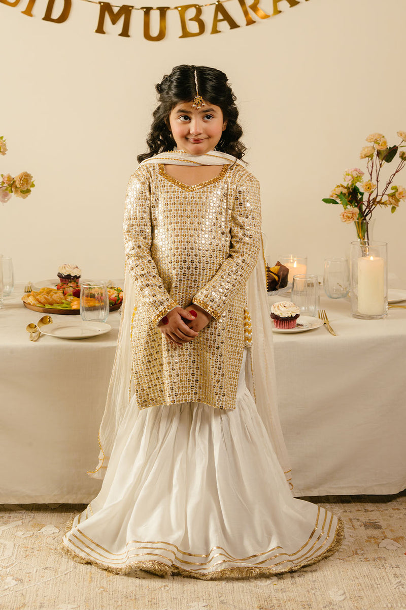 Elegant Chiffon & Raw Silk Off White Stitched Suit for Women | Vanya | Perfect for Weddings, Parties & Special Occasions