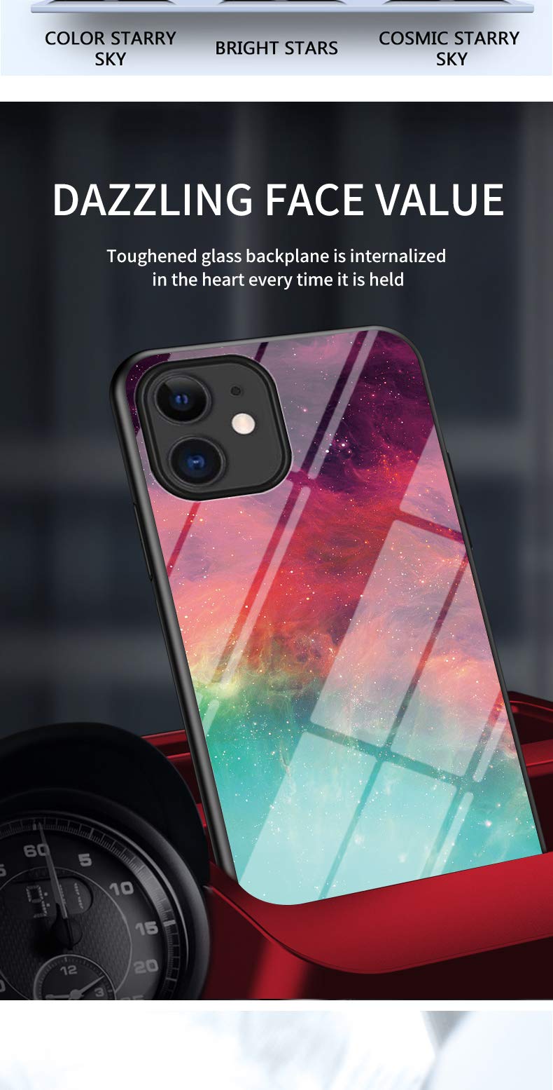 Starry Sky Pattern Shockproof Phone Case - Soft Silicone TPU with Tempered Glass Back, Full Body Protection for iPhone 6/6s/7/8 Plus/X/XS/XR/11/11 Pro/12 Mini/12 Pro Max - Perfect for Nighttime Stargazing & Outdoor Adventures