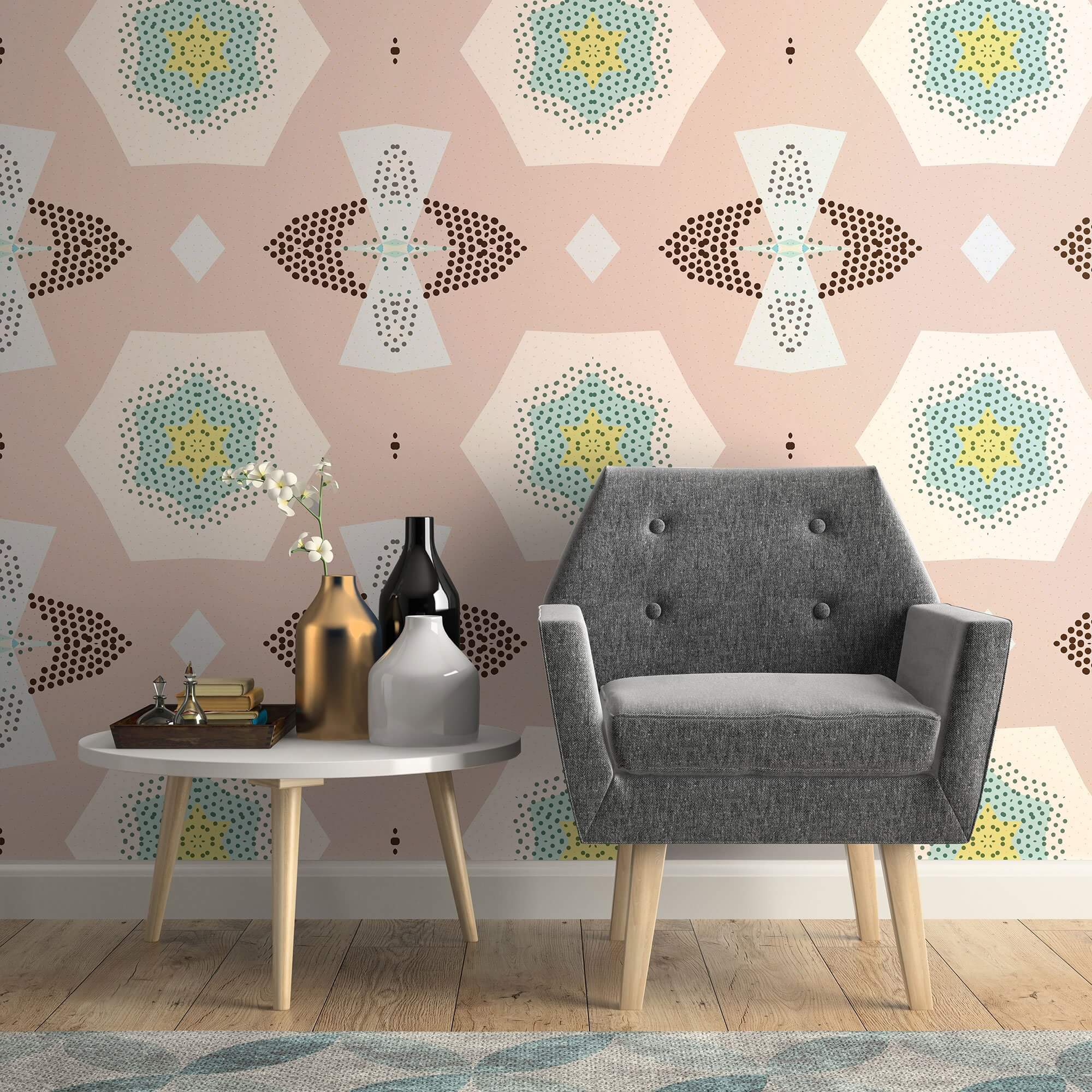Beige Geometric Tile Adhesive Peel and Stick Removable Wallpaper - Self-Adhesive Wall Decal for Home Decor, Bedroom, Living Room, Office & Rental Spaces