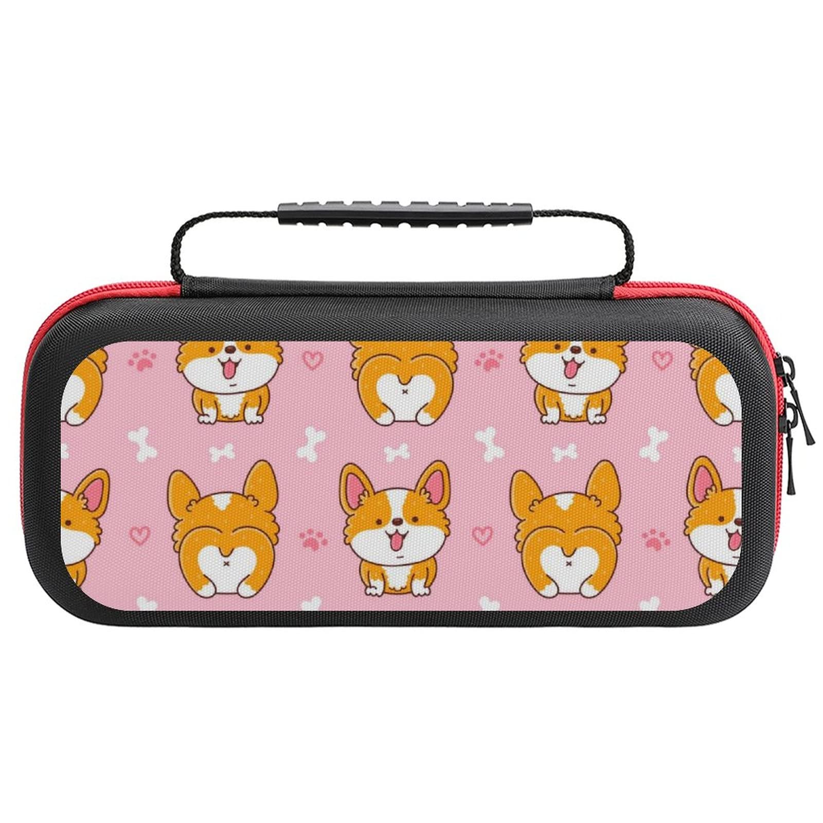 FunnyStar Cute Happy Corgi Dog Carrying Case for Nintendo Switch - Protective Shell Storage Handbag | Perfect for Travel, Gaming Parties & On-the-Go Protection