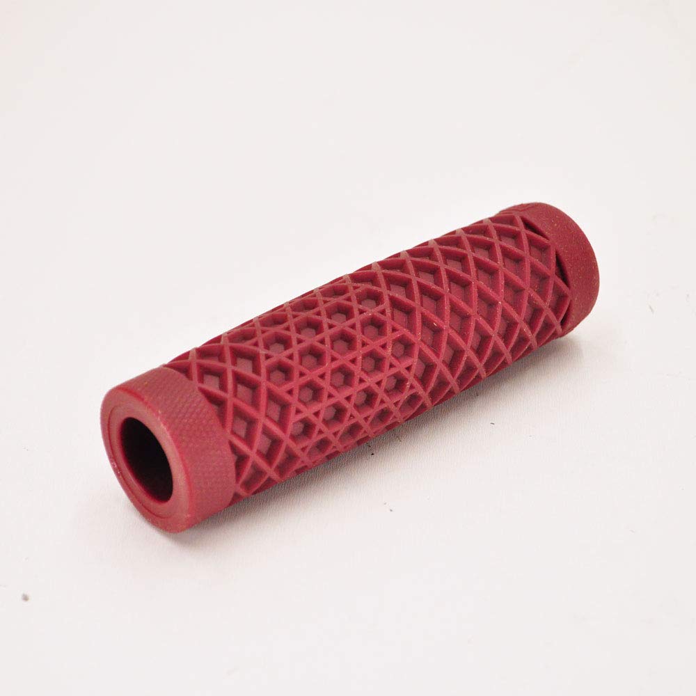 Vans Waffle Pattern Rubber Motorcycle Grips - Oxblood Red - Pair for 7/8