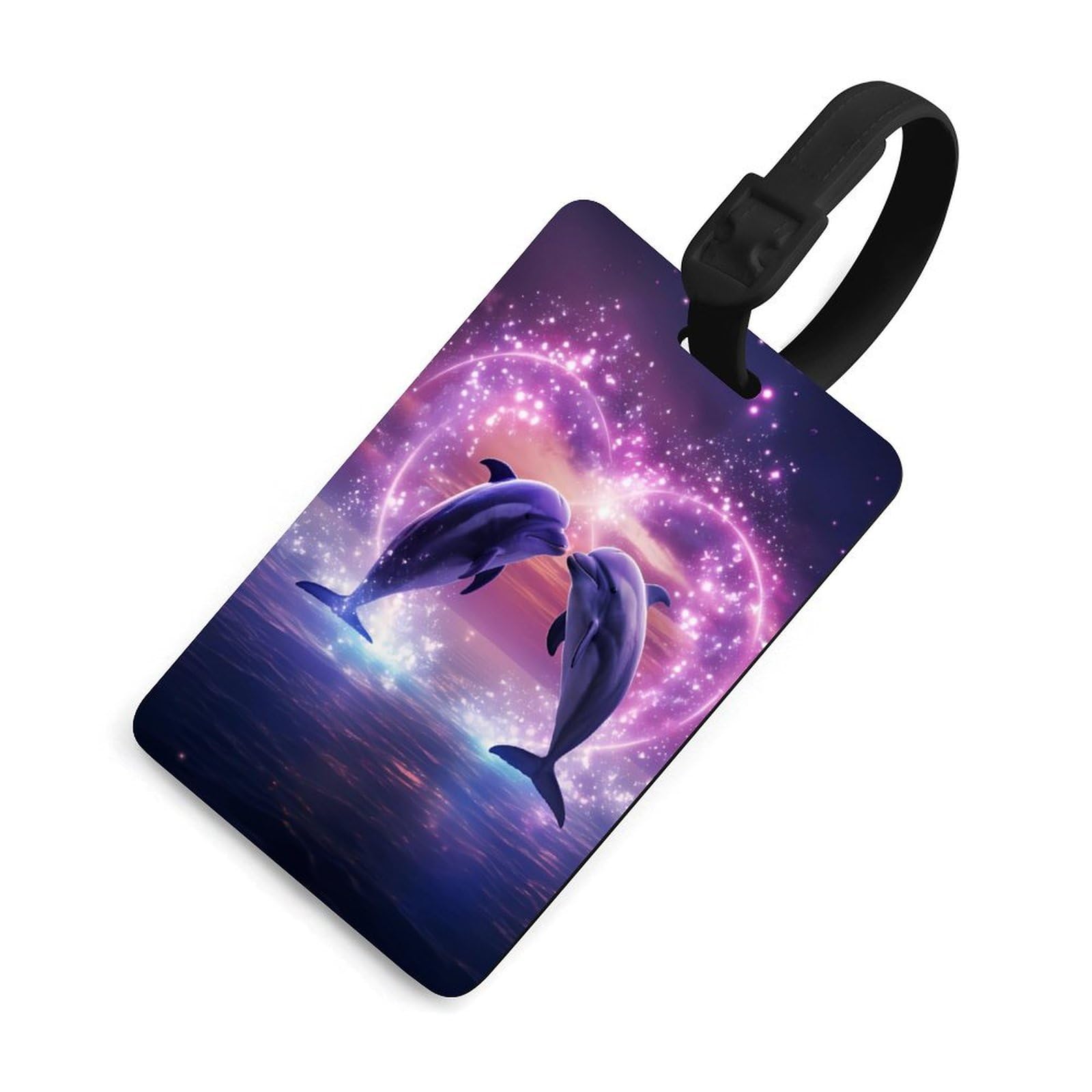 Cute Jumping Dolphins Luggage Tags - Waterproof Travel Bag ID Labels for Suitcases & Backpacks | Perfect for Vacation, Business Trips & Cruise Travel Accessories