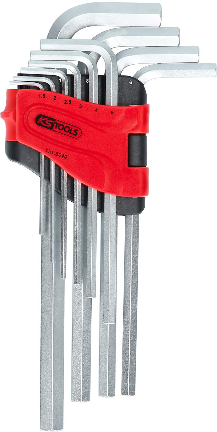 KS Tools 151.5040 10-Piece Long Hex Key Wrench Set - Perfect for Automotive Repair, Furniture Assembly & DIY Projects