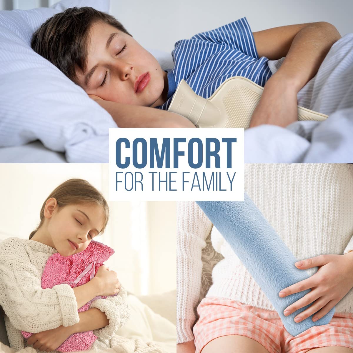 Premium Hot Water Bottle with Soft Fluffy Cover - Large & Small Sizes (2L & 1L) - Warm Comfort for Kids, Girls & Adults - Perfect for Winter, Cramps, Back Pain & Bed Warming - UK Design