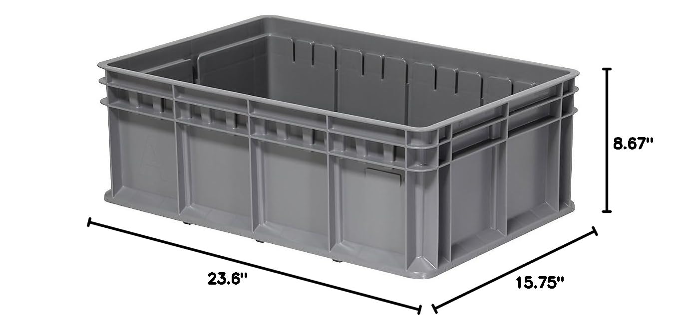 4-Pack Akro-Mils 1.5 Cu. Ft. Multi-Purpose Storage Totes in Gray - Heavy Duty Stackable Bins for Warehouse, Garage & Home Organization