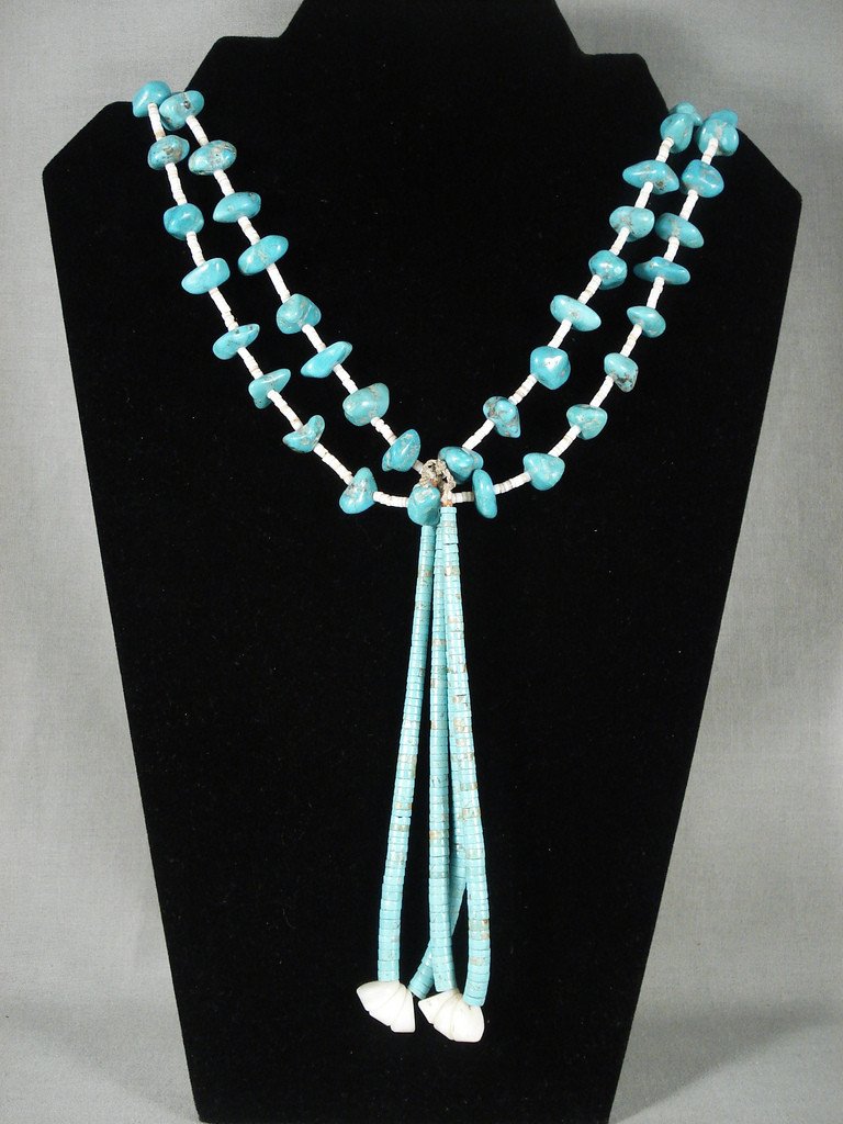 100 Grams Vintage Navajo Native American Jewelry - Tsosie Turquoise Necklace Handmade by Native Artists | Perfect for Boho Fashion, Western Wear & Spiritual Healing