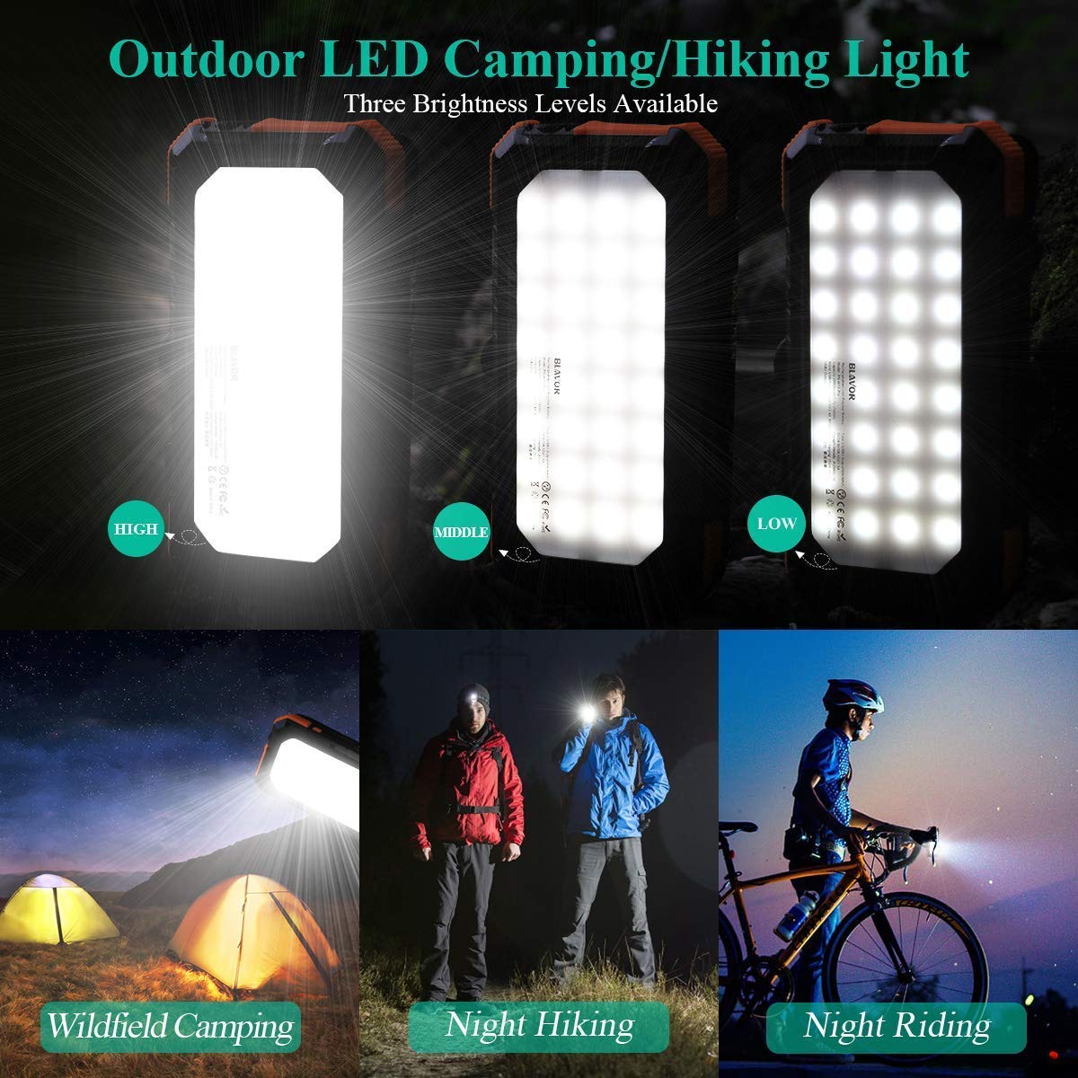 20,000mAh Portable Solar Charger with Foldable Solar Panel - Fast Charging Power Bank for Camping, Hiking & Emergency Use (Orange)