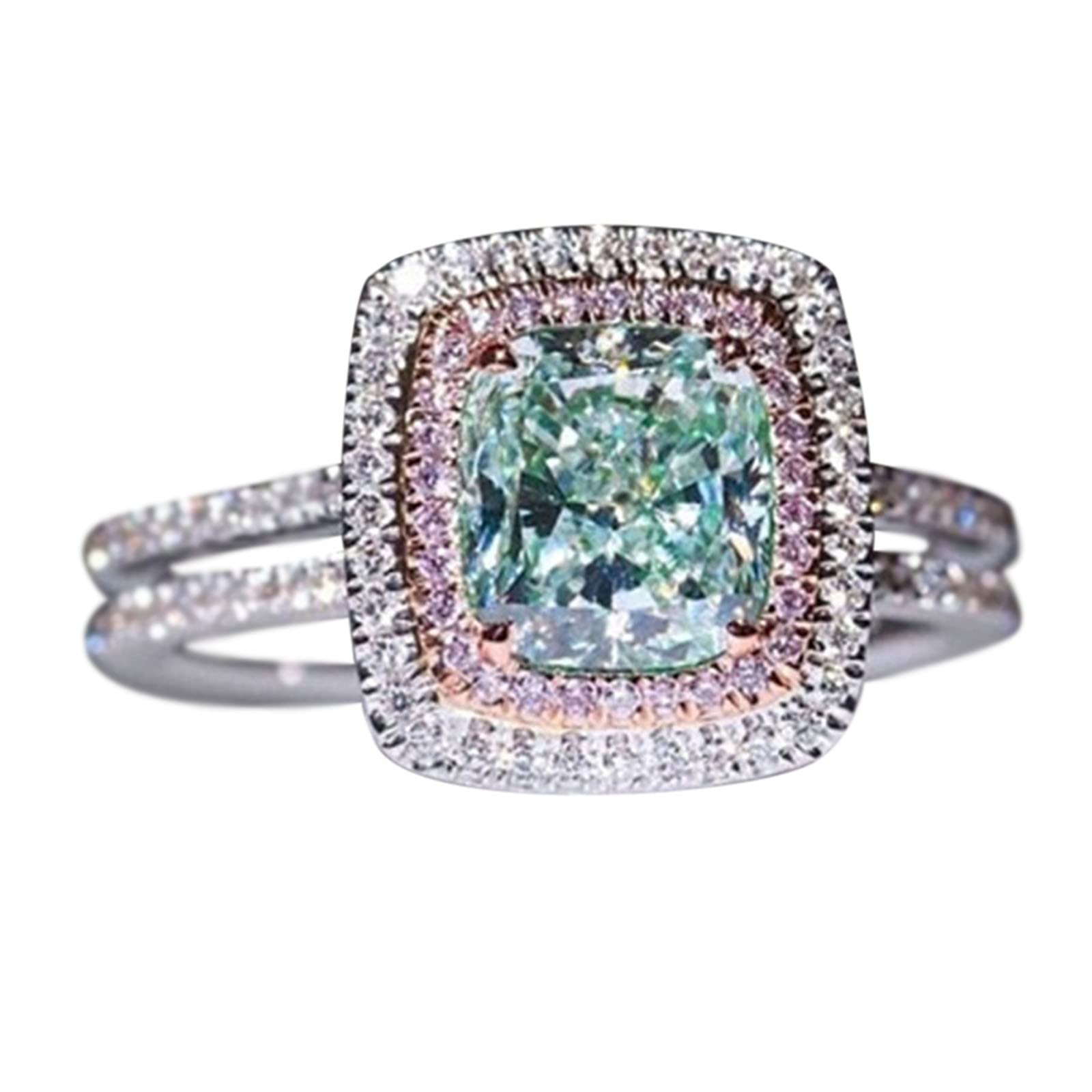 Luxury Handmade White Wedding Jewelry Set - Silver Engagement Rings & Earrings with Green Stone Cut Gift for Brides, Couples, Anniversaries | Perfect for Weddings, Proposals, and Special Occasions
