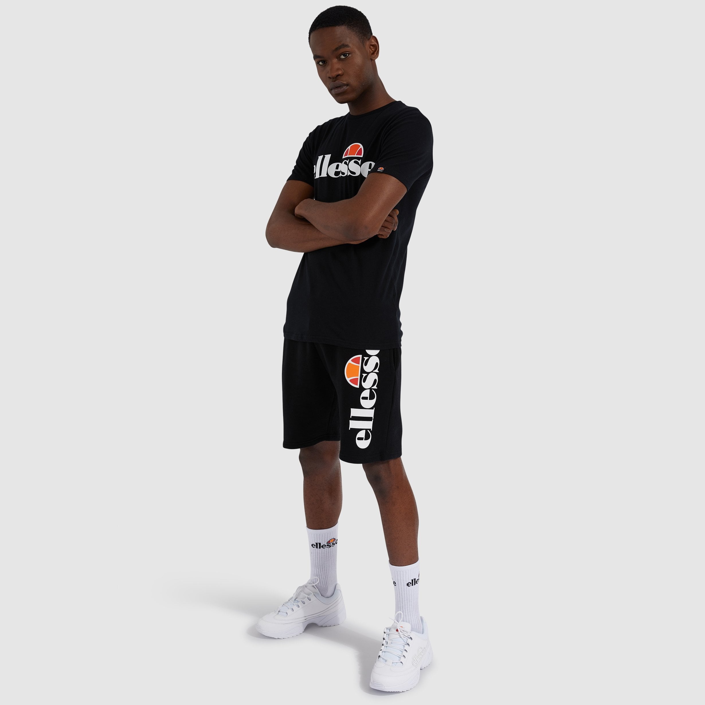 Ellesse Men's Prado Black T-Shirt - Slim Fit Casual Cotton Tee for Everyday Wear, Gym & Street Style