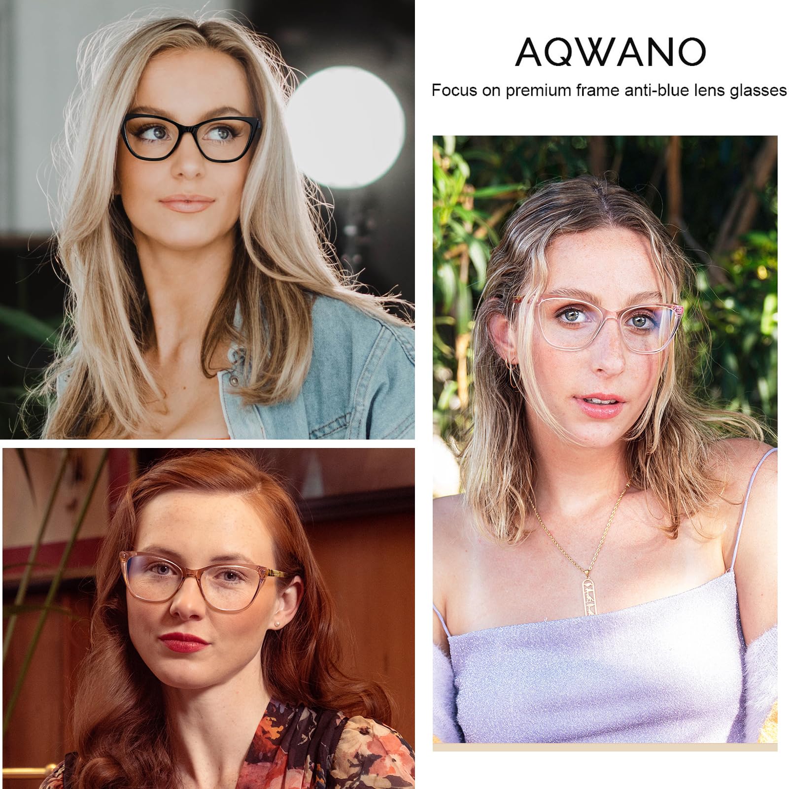 AQWANO Stylish Cat Eye Computer Reading Glasses for Women - Blue Light Blocking Eyeglasses with UV400 Protection, Anti-Eyestrain, Oversized Designer Frames (Black, +2.5 Magnification) - Perfect for Office Work, Screen Time & Reading