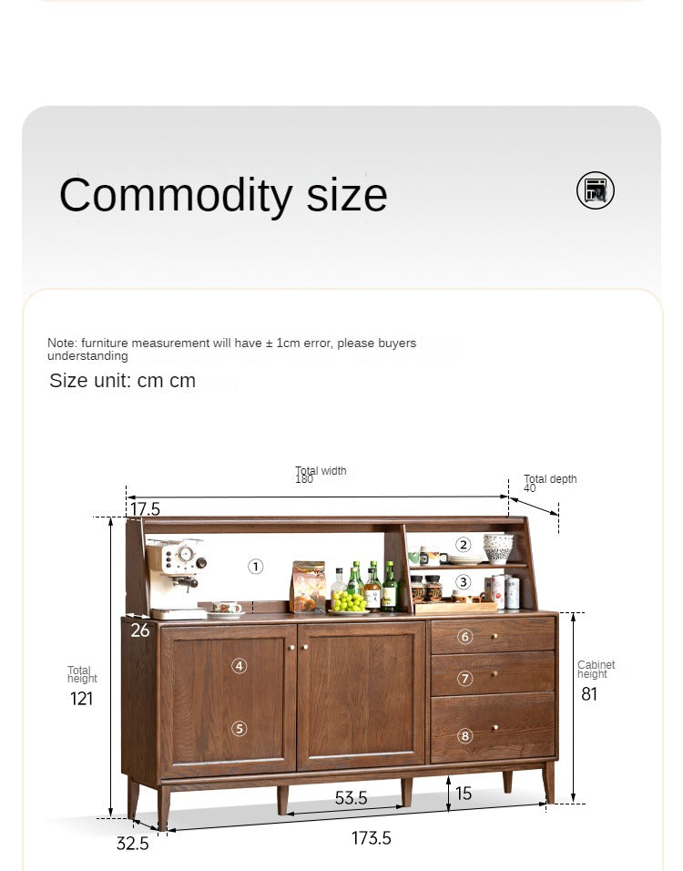 Stylish Oak Solid Wood Modern Dining Sideboard Buffet Cabinet - Perfect for Dining Room Storage & Entertaining