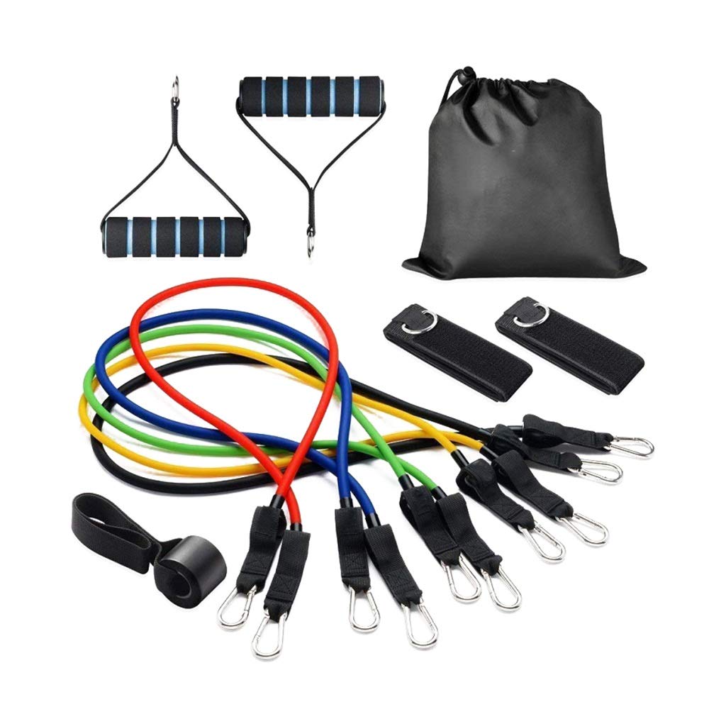 QSJY 11-Piece Home Gym Equipment Set - Yoga Pull Rope, Resistance Bands, Latex Tubes & Pedal Exerciser for Full Body Workout | Perfect for Home Fitness, Strength Training & Yoga Practice