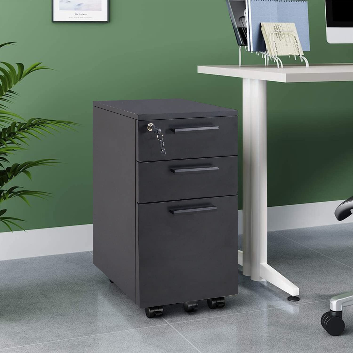 3-Drawer Office Filing Storage Cabinet - Under Desk Vertical File Organizer with Locking Drawers for Home & Office Organization | Perfect for Documents, Folders & Supplies Storage