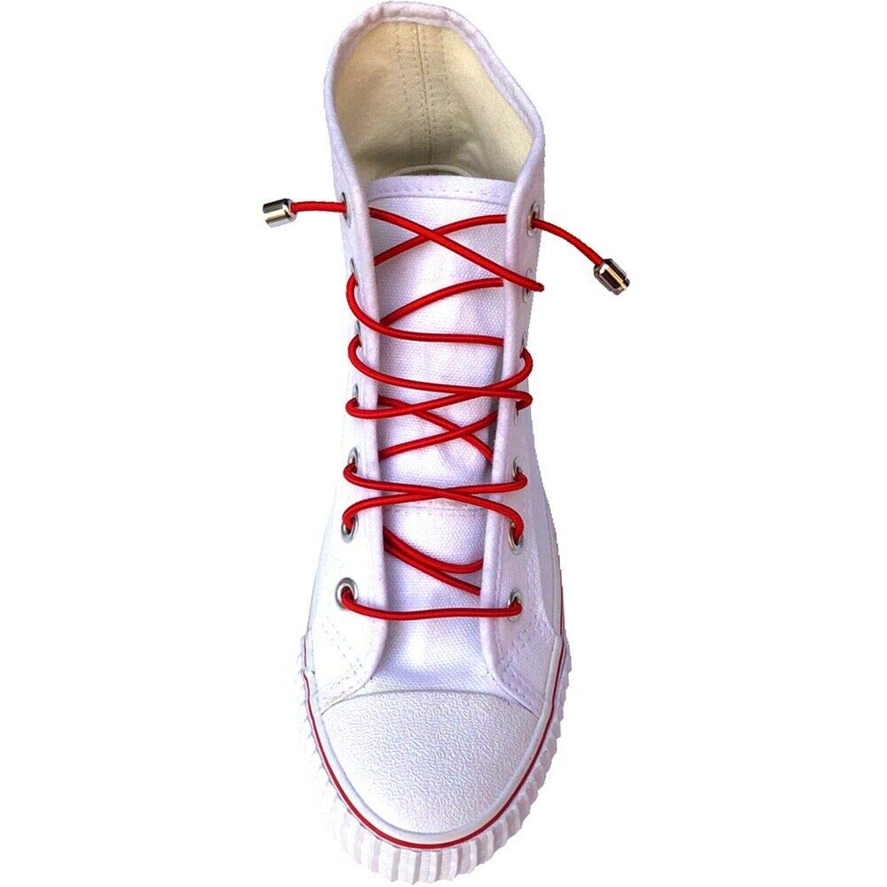 No Tie Elastic Shoelaces with Metal Buckle Lock - Round Bungee Shoe Laces for Running, Walking & Sports - Adjustable & Durable for Adults & Kids