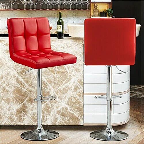 2PCS Adjustable Height Bar Stools - PU Leather Counter Stools for Kitchen, Dining & Home Bar - Red Modern Barstools with Swivel Seat - Perfect for Kitchen Island, Breakfast Nook & Entertainment Areas