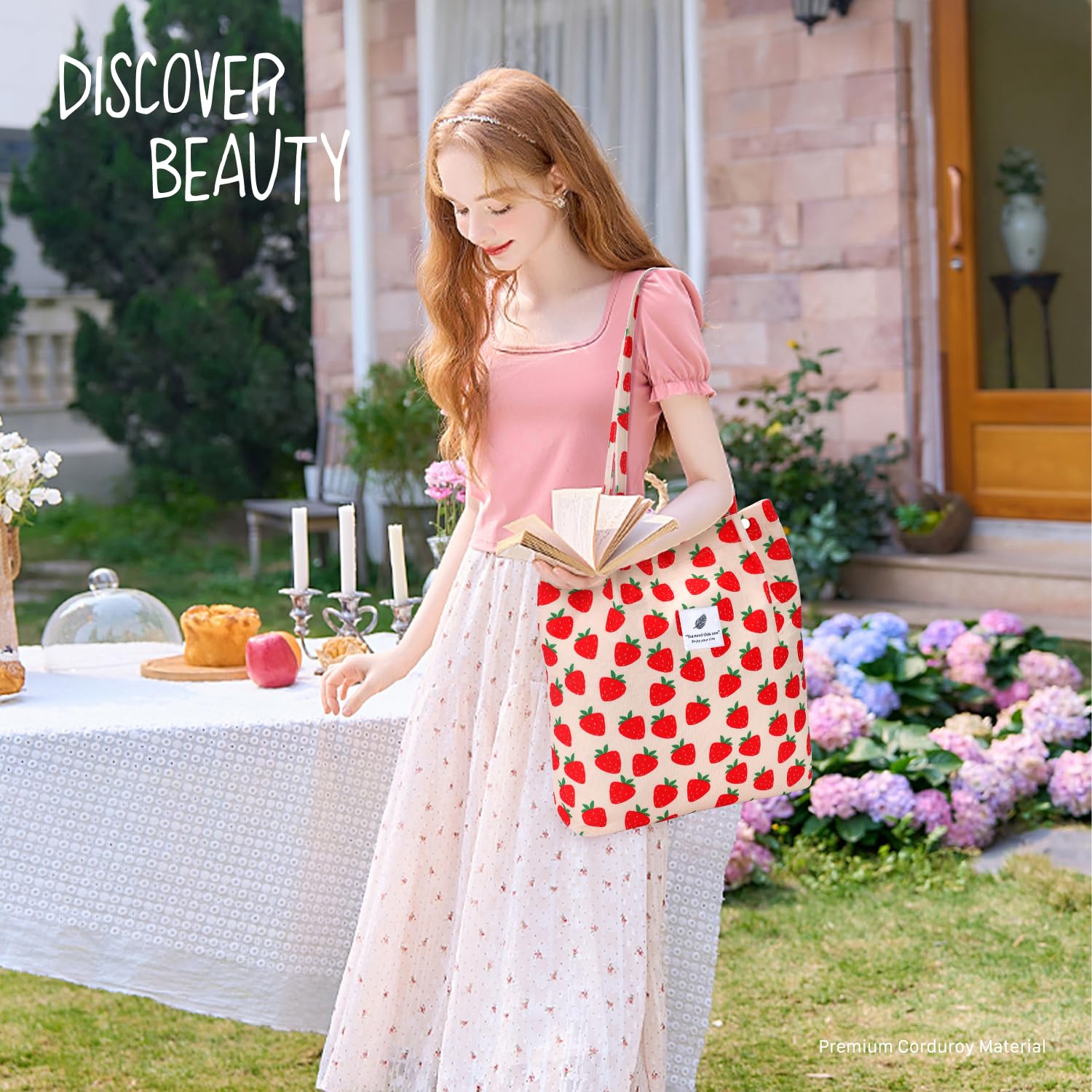 Stylish Corduroy Tote Bags for Women - Fashionable Shoulder Beach Bag with Matching Makeup Pouch | Perfect for Work, Travel, Grocery Shopping & Daily Use