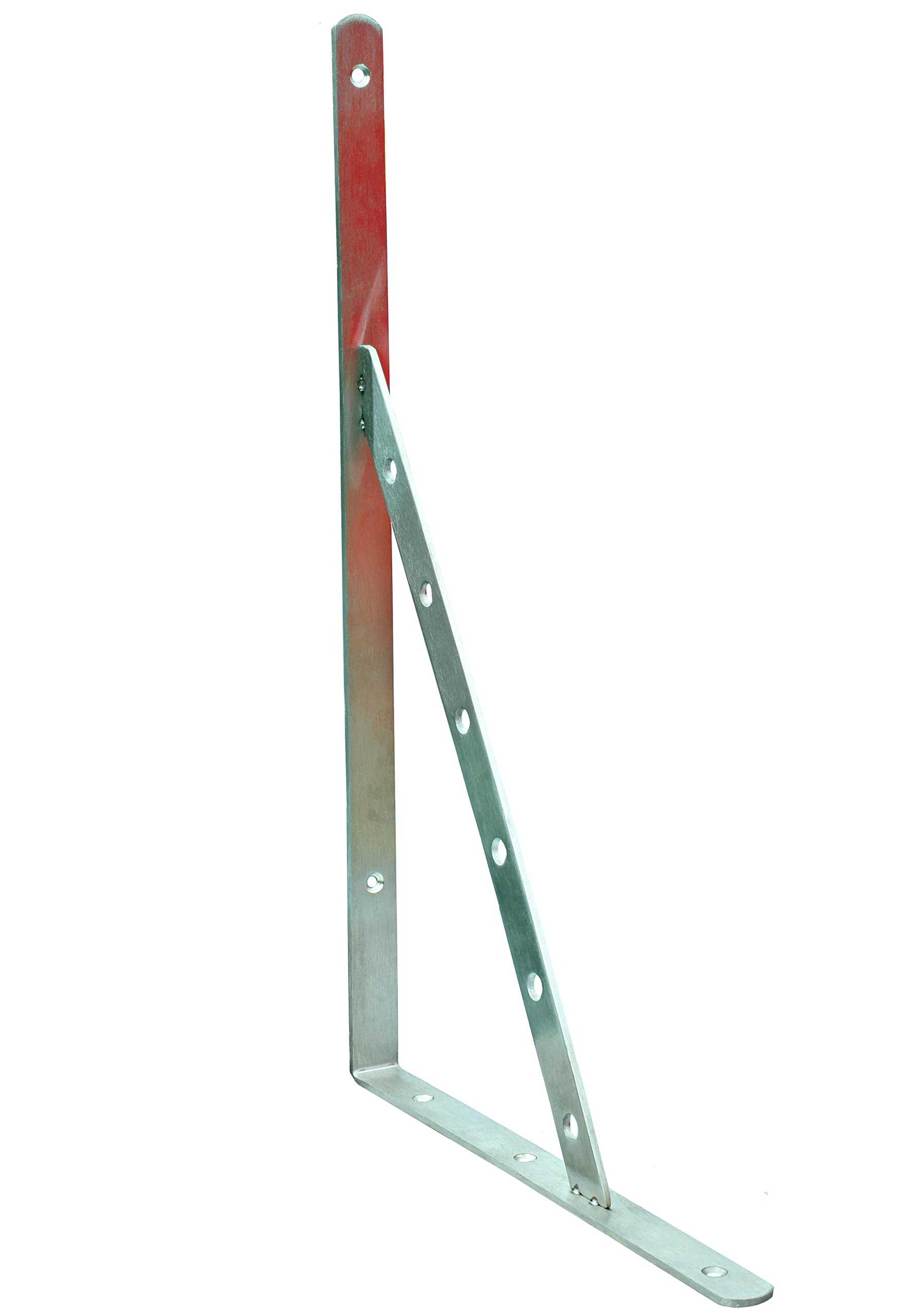 20 Inch Heavy Duty Stainless Steel Shelf Brackets (1 Pair) - Solid Triangle Wall Shelf Supports Holds 500 lbs - Silver - Perfect for Floating Shelves, Bookshelves, Kitchen Storage & Garage Organization