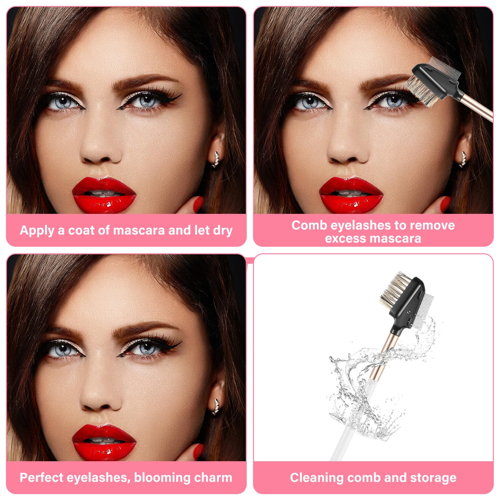 **Reusable Dual Eyebrow Comb & Eyelash Brush - Professional Makeup Tool for Eyebrow Shaping & Lash Extensions - Perfect for Salon, Home Use & Travel**