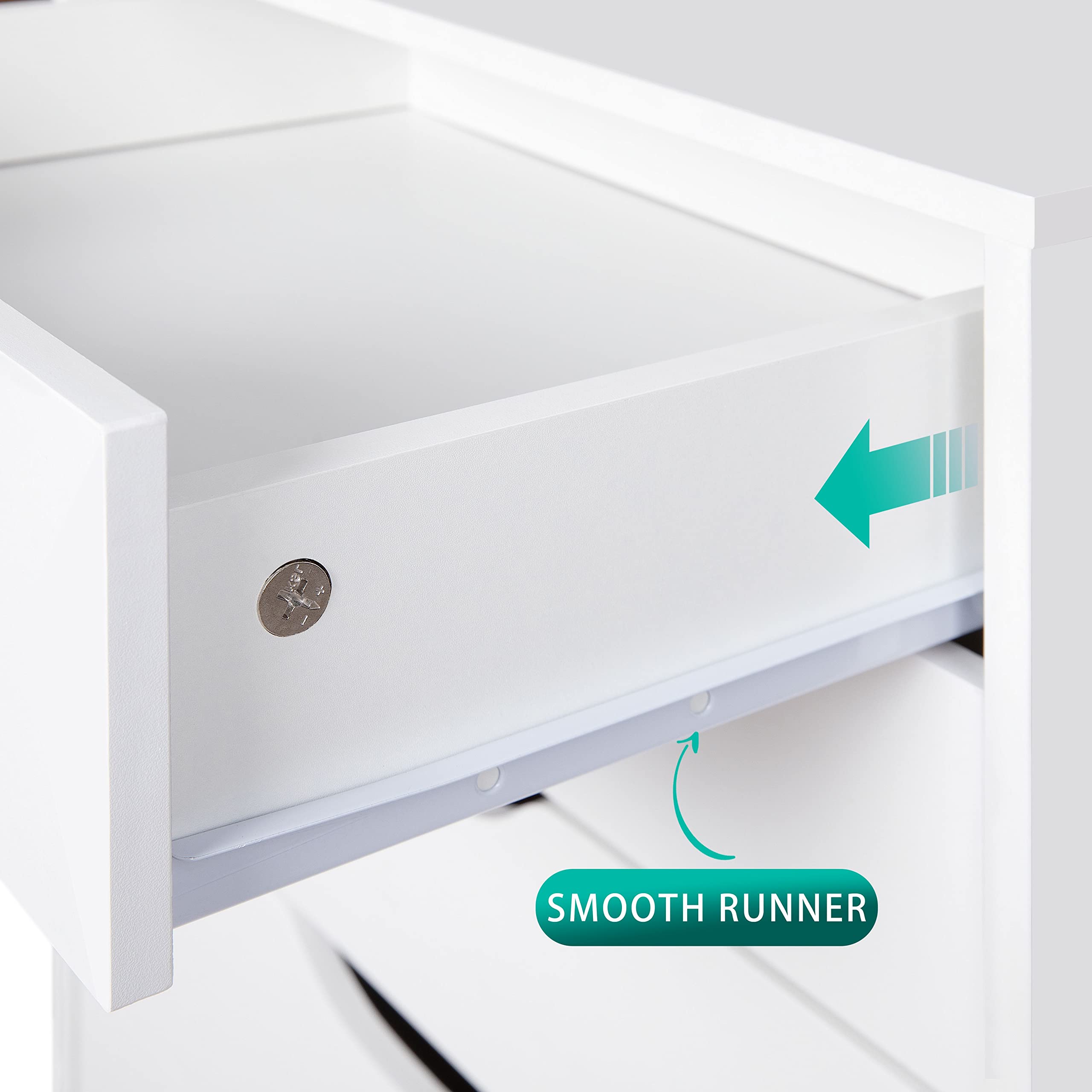 Naomi Home 7-Drawer Office File Cabinet with Wheels - White, Under Desk Storage Organizer for Home Office, 180 lbs Capacity - Perfect for Printer Stand & Document Filing Organization
