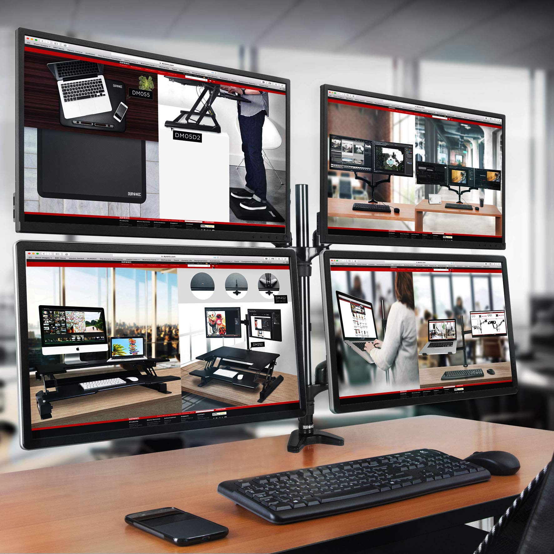 Duronic DM45 DM55 80cm Black Monitor Pole | Extra Long 800mm Steel Mounting Rod (32mm Diameter) | V-Shaped Clamp Included | Compatible with All Duronic Monitor Desk Mount Arms | Perfect for Multi-Monitor Setups & Ergonomic Workstations