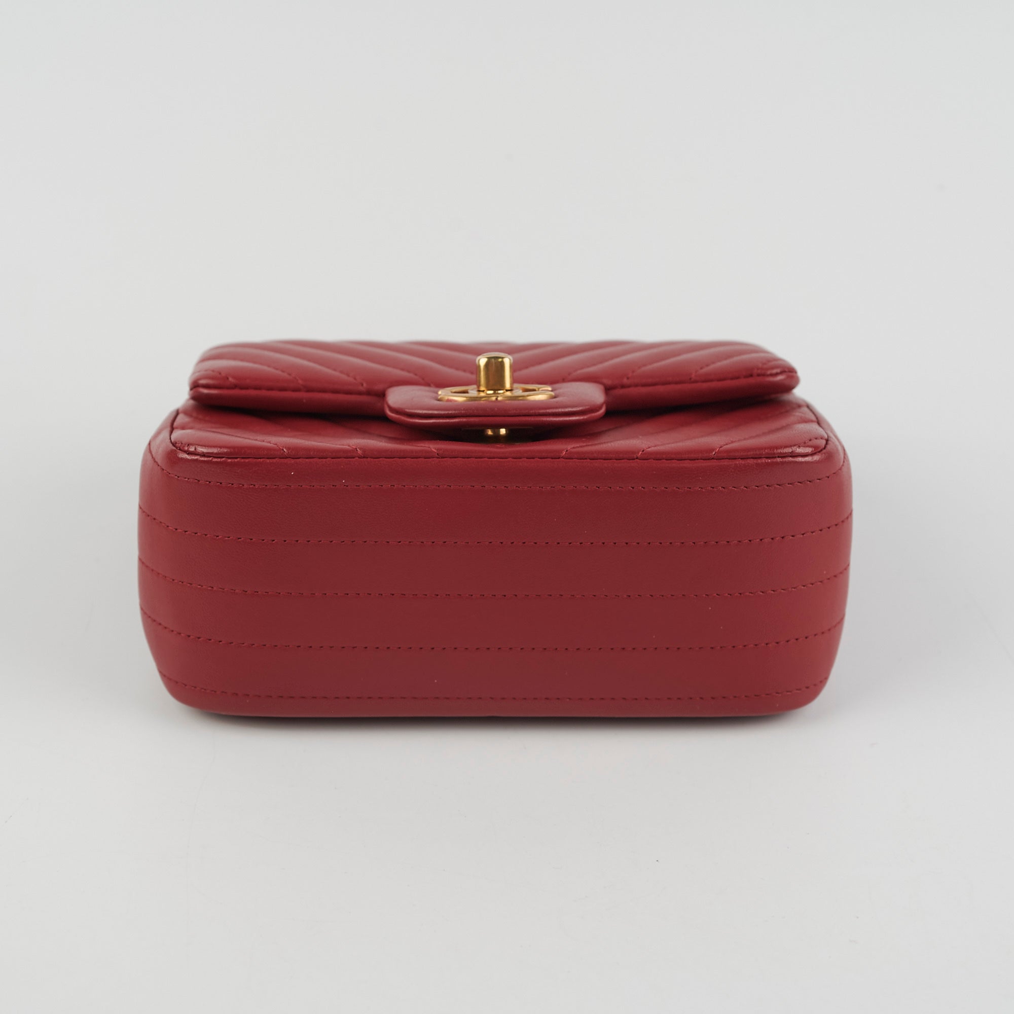 Chanel Mini Square Chevron Lambskin Red Crossbody Bag for Women | Luxury Designer Handbag | Perfect for Parties, Date Nights & Special Occasions