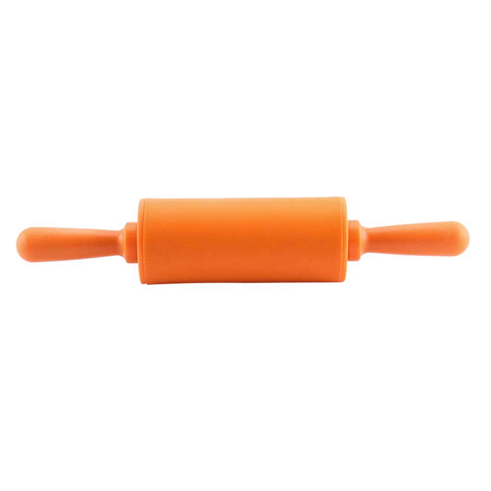 Non-Stick Silicone Rolling Pin for Dough, Cookies, Pizza & Dumplings - Wintefei Orange Baking Tool - Perfect for Baking, Pastry Making & Home Kitchen Use