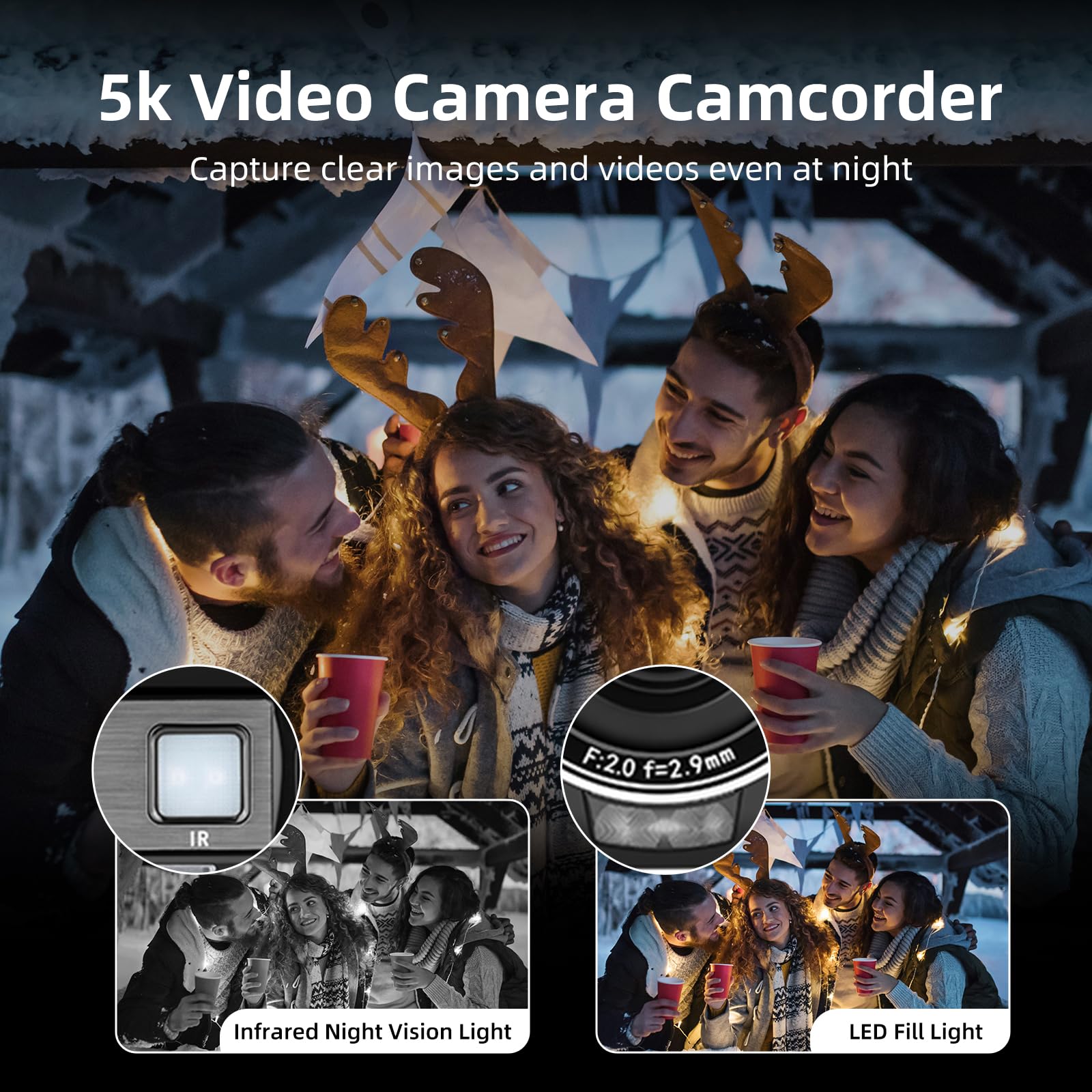ORDRO AE20 5K Digital Video Camera with Night Vision, 95° Wide Angle Lens, WDR & EIS Stabilization - Perfect for Travel Vlogging, YouTube Content Creation, and Low-Light Recording