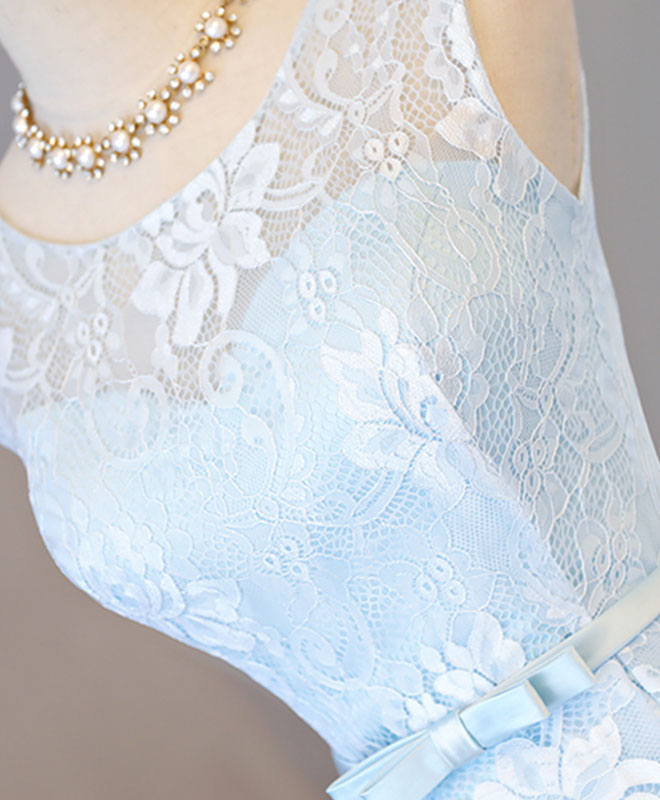 Elegant Light Blue Lace High-Low Prom Dress for Homecoming - Perfect for Formal Dances, Weddings & Special Occasions