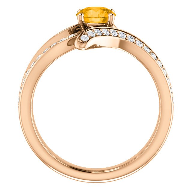 14K Gold 0.60ct Round Citrine & 3/8ctw Diamond Accent Ring - Elegant Jewelry for Women, Perfect for Engagement, Anniversary & Special Occasions