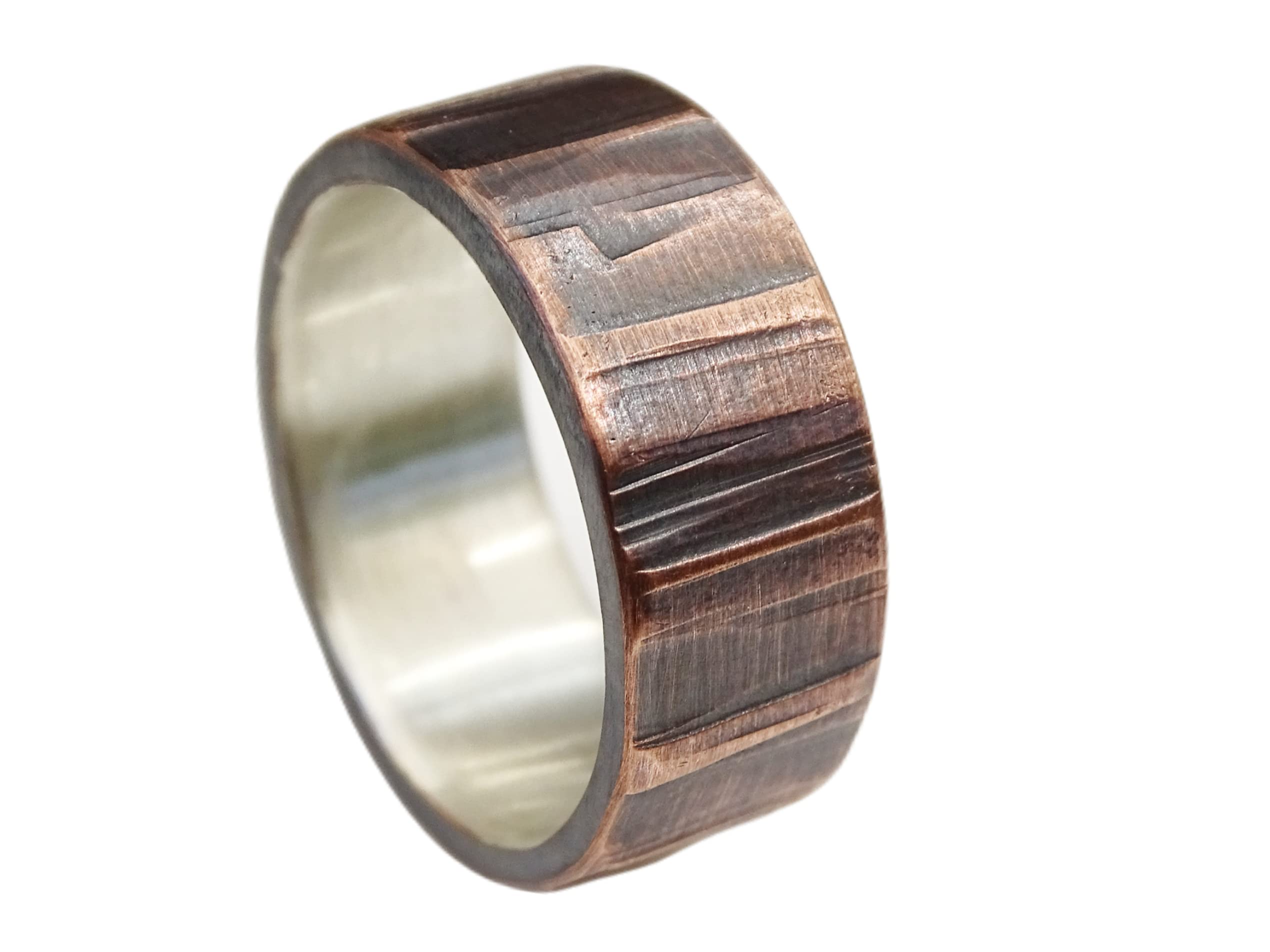 Men's Copper Wedding Ring - Rustic Mixed Metal Viking Band, Celtic Design Unique Anniversary Gift for Him - Perfect for Weddings, Engagements & Special Occasions