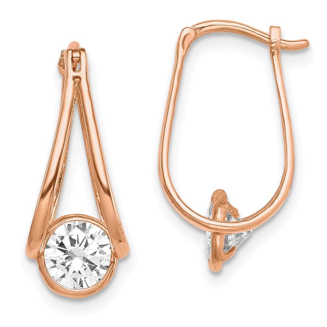 10K Rose Gold CZ Hoop Earrings for Women - Sparkling Cubic Zirconia Huggie Hoops - Perfect for Weddings, Parties & Everyday Elegance