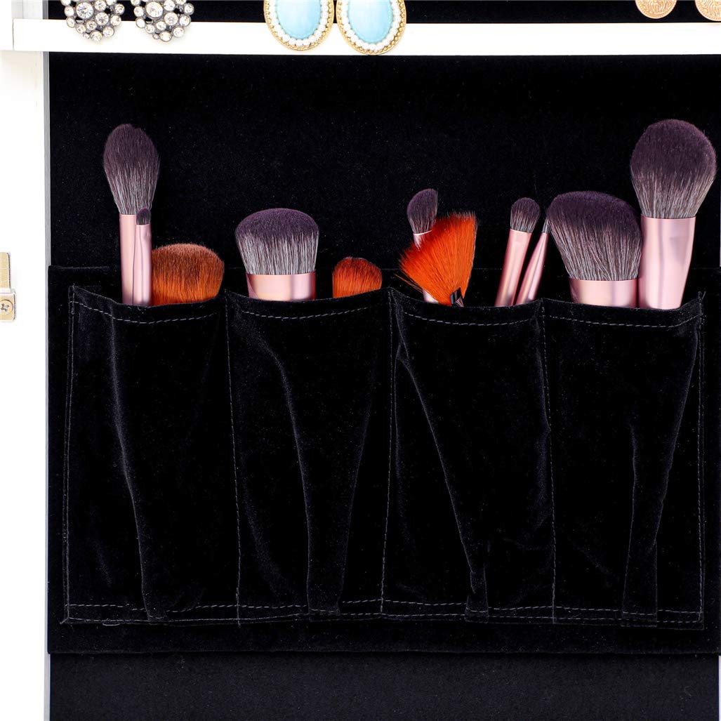 Full Length Standing Mirror with LED Jewelry Cabinet - Lockable Vertical Jewelry Storage, 15.8