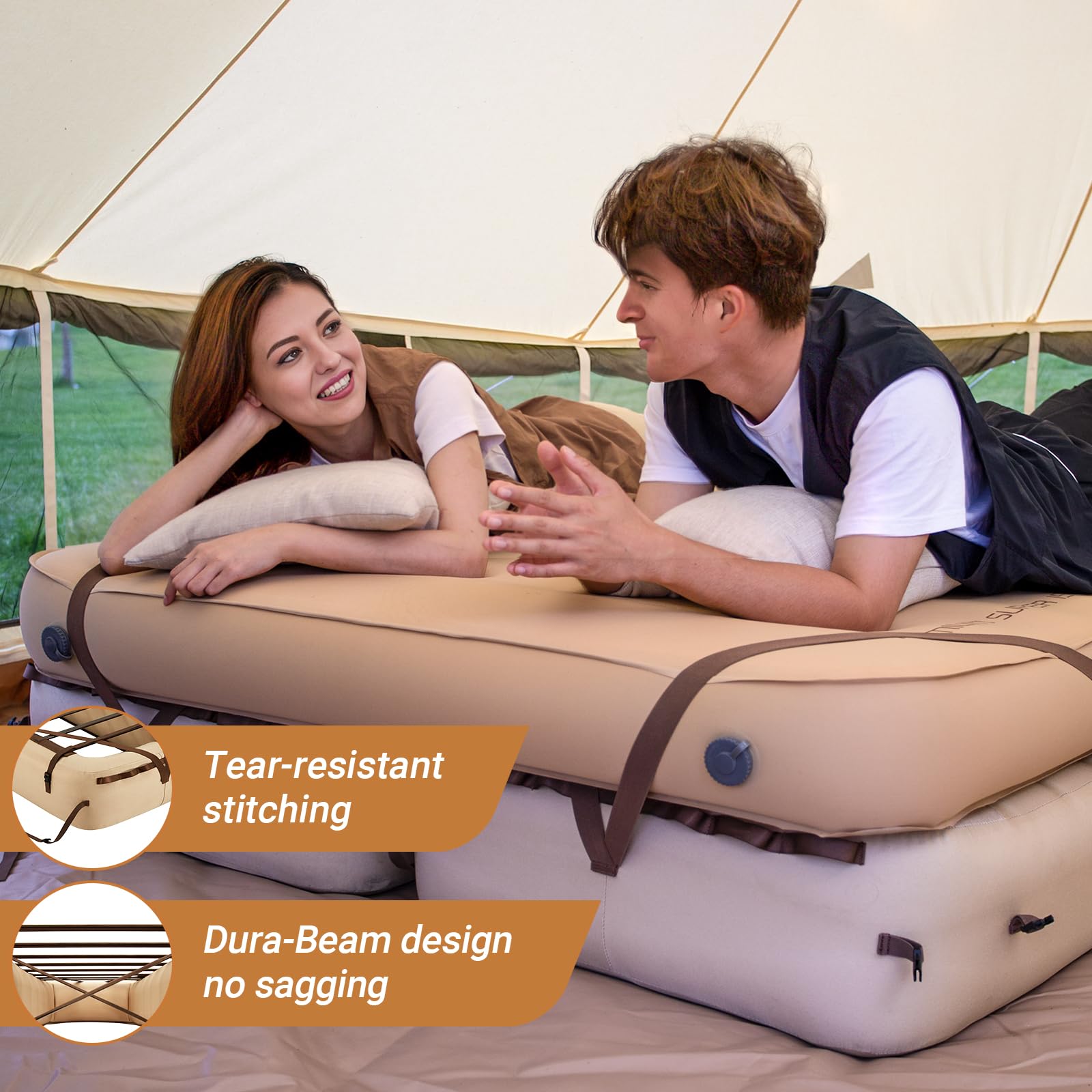 KingCamp Inflatable Air Mattress - Portable & Compact Single High Blow-Up Guest Bed for Camping, Home, Travel, and Outdoor Adventures (2 Pack) - Perfect for Sleepovers, Backpacking, and Emergency Guest Accommodations