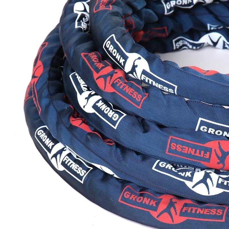 Gronk Fitness 50ft Battle Rope with Protective Sleeve - Heavy Duty Workout Equipment for CrossFit, Gym & Home Training